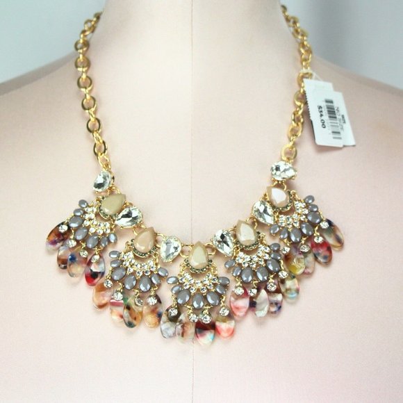 Trend 19-22" Gold-Tone Necklace with Rhinestones & Multi-Color Acrylic Accents